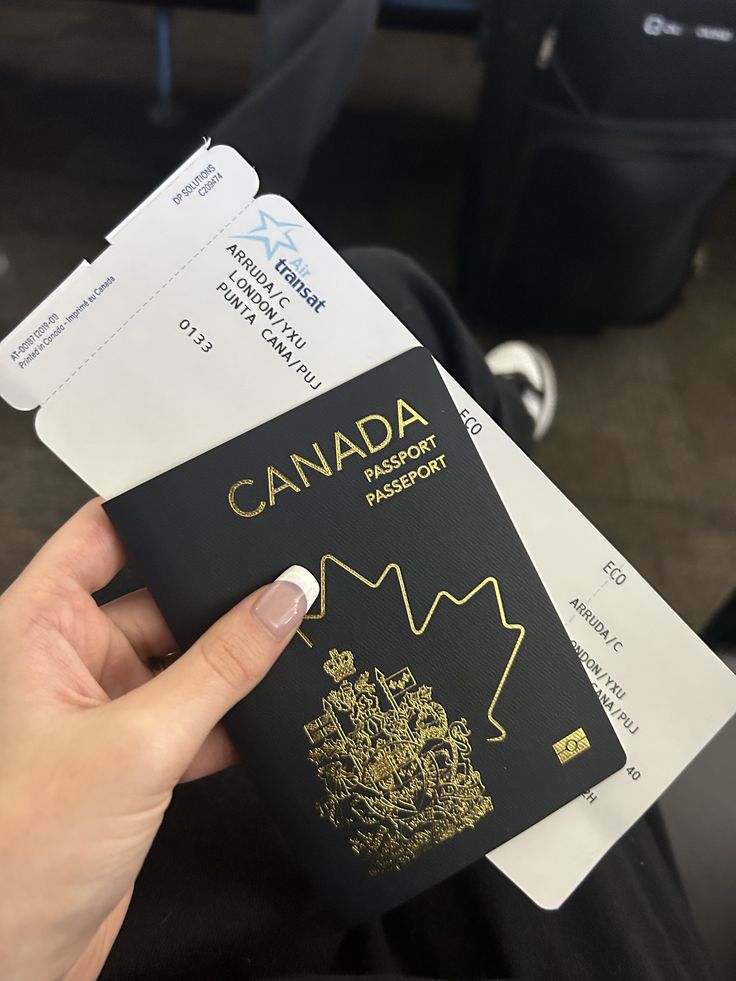 Passport and boarding materials photographed while travelling